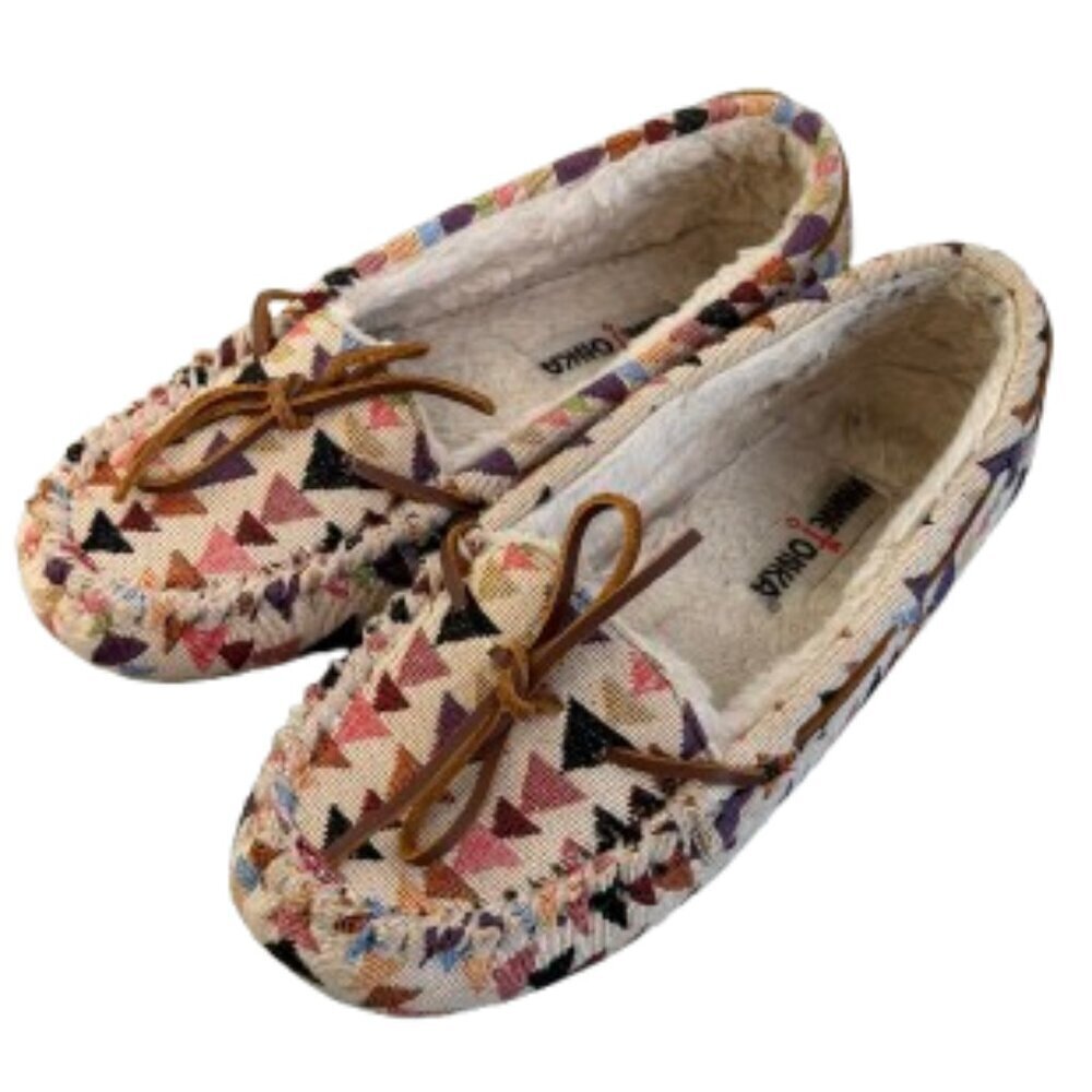 MINNETONKA Geometric Patterned Bohemian Slippers Slip Ons Size 8